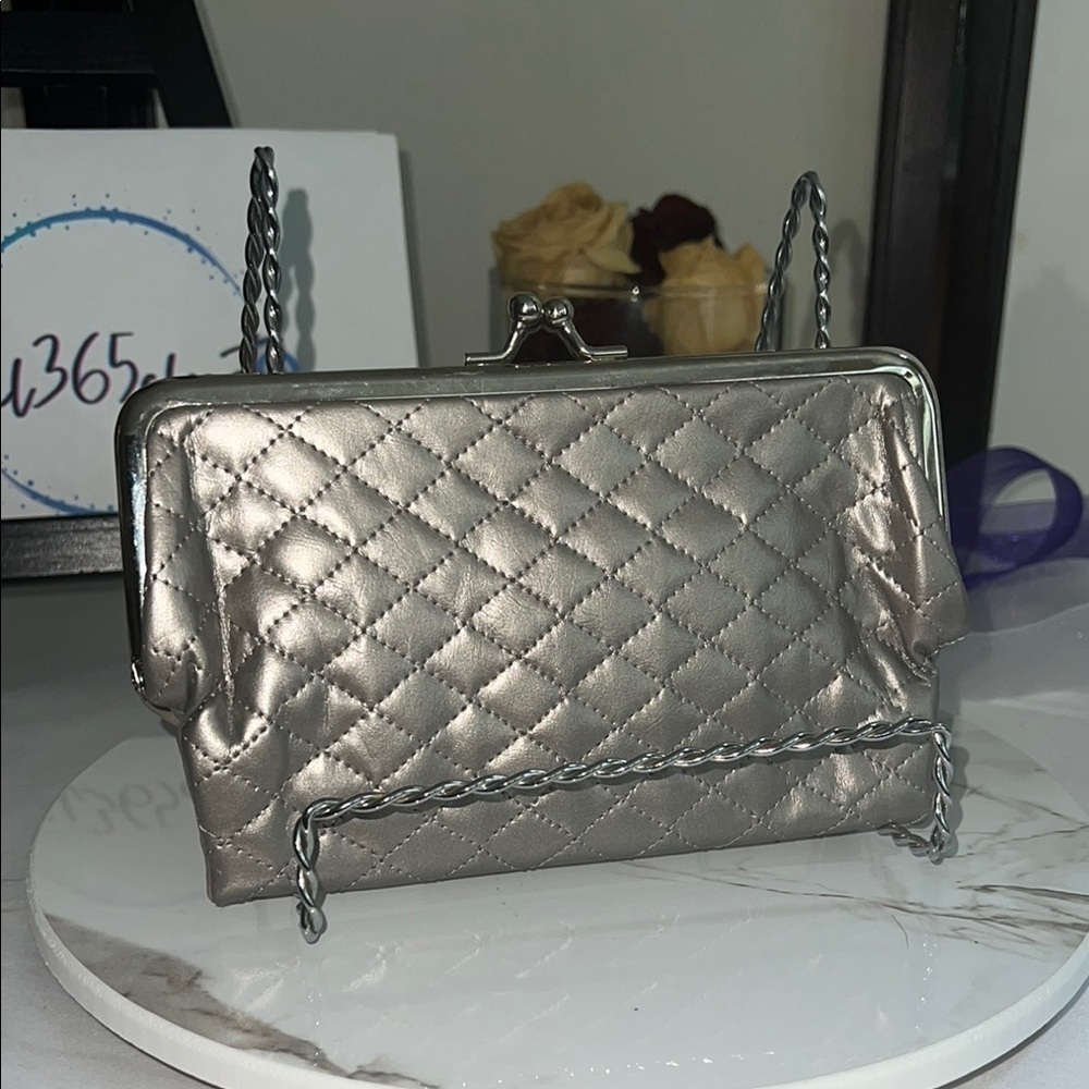 Silver Quilted Clutch by Source Unknown Clutches & Wristlets - Picture 2 of 6